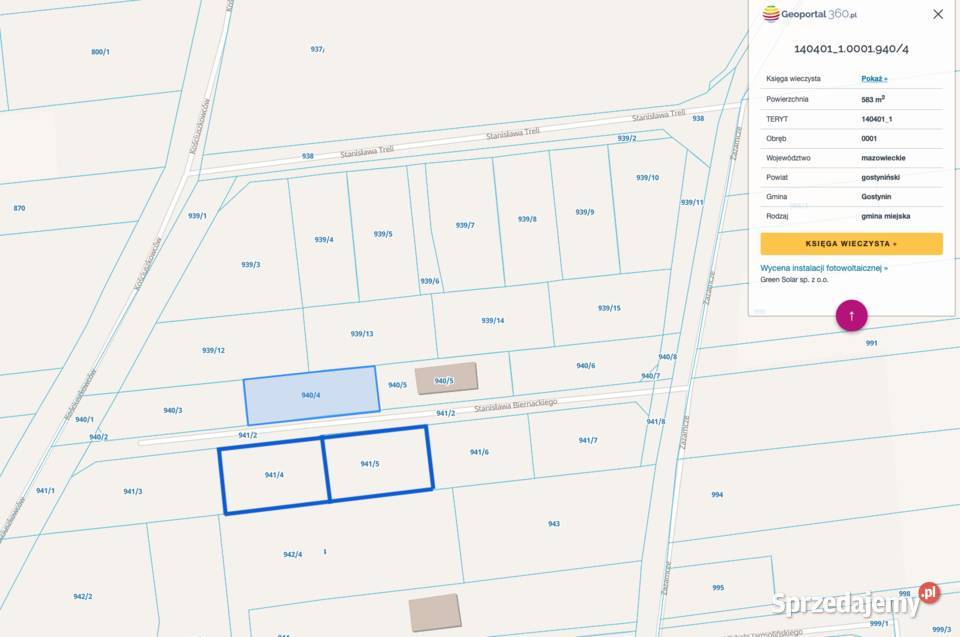 Sprzedam działki budowlane Sprzedaż Gostynin