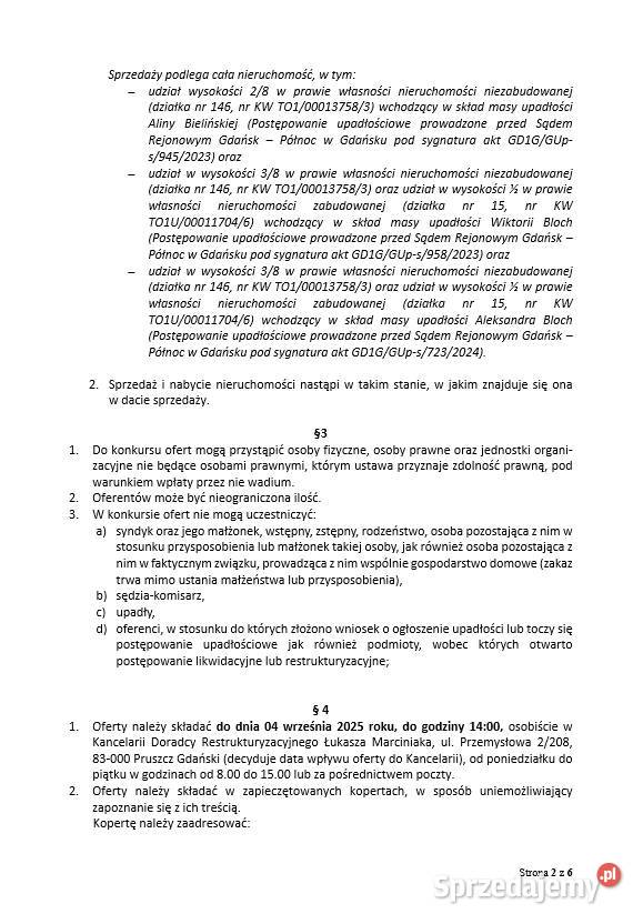 Syndyk sprzeda nieruchomość w miejscowości kujawsko-pomorskie Jankowice