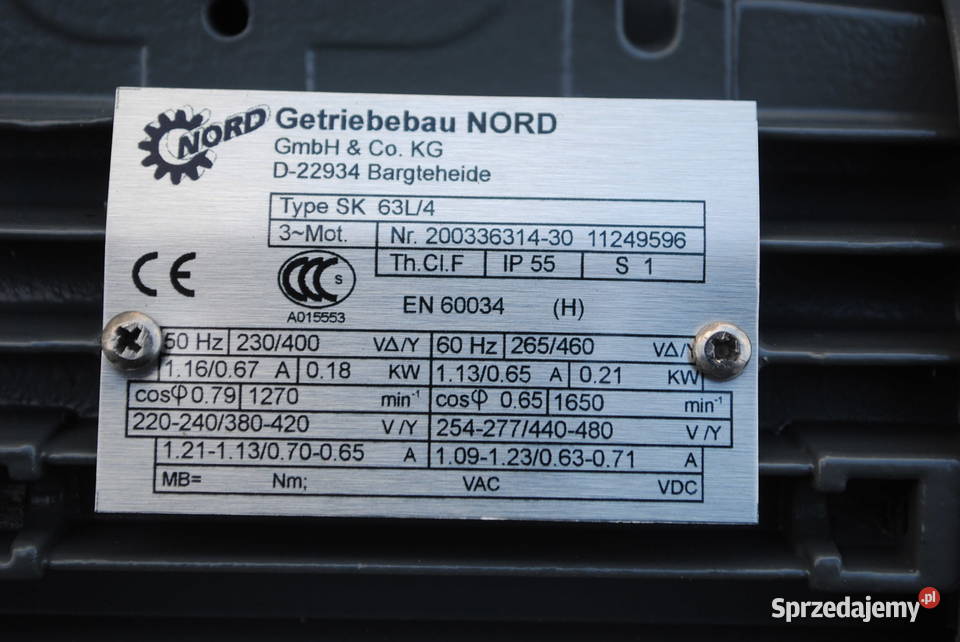 Motoreduktor 018kw 105obrmin NORD SK063L4 Kargowa