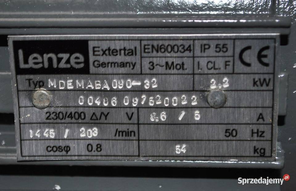 Motoreduktor 22kw 203obr z hamulcem Firmy LENZE Kargowa