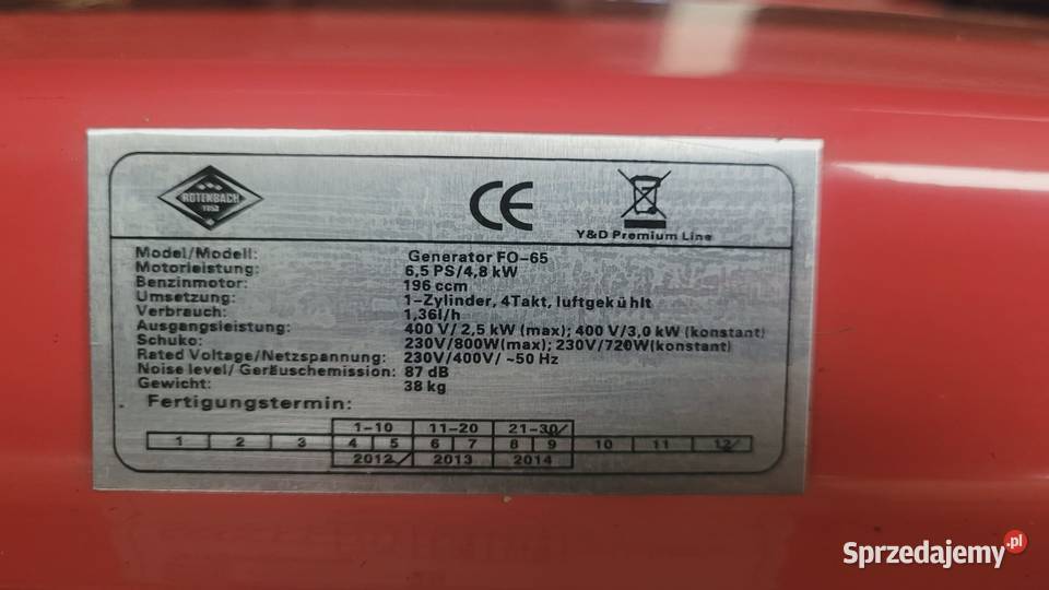 Agregat prądotwórczy Benzin Generator FO65
