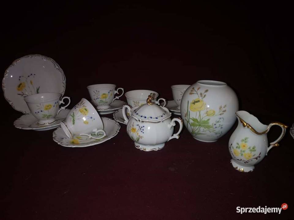 Filiżanka z talerzkiem deserowym Niezapominajki Porcelana i szkło Gdańsk sprzedam