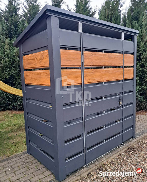 Wiata śmietnikowa 16x08m Antracyt jasny orzech Lubin