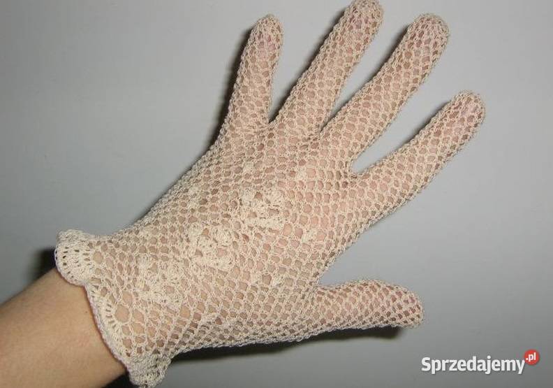 Śliczne rękawiczki szydełkowe koronkowe