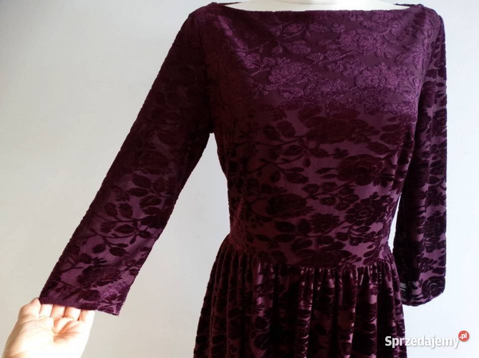 Sukienka Wieczorowa Imprezowa na Wesele Bordowa Rozmiar 40(L) Łomża
