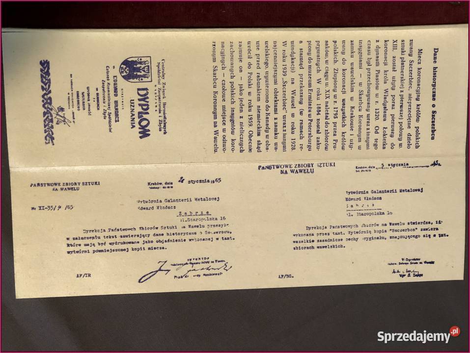 Sprzedam SZCZERBIEC MIECZ KORONACYJNY KRÓLÓW Kolekcje Staroźreby sprzedam