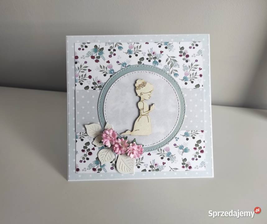 Kartka ręcznie robiona Komunia Święta handmade Łódź