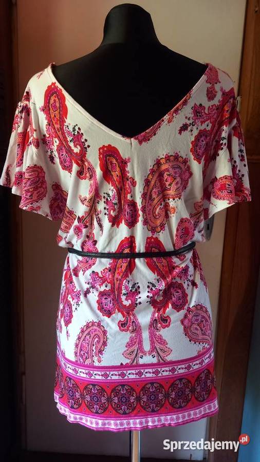 Bluzeczka letnia Boho z dekoldem V XL czerwony Topy i koszulki Kraków