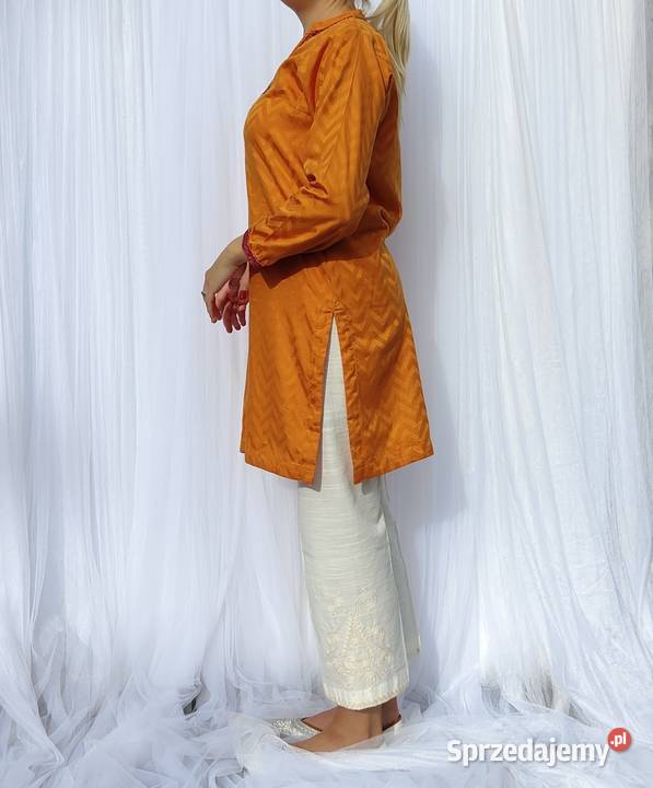 Pomarańczowa tunika Bollywood S 36 kameez haft Rozmiar 36(S)