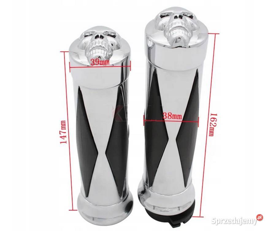 MANETKI CHROMOWANE CZASZKA CRUISER CHOPPER 25 mm śląskie Sosnowiec