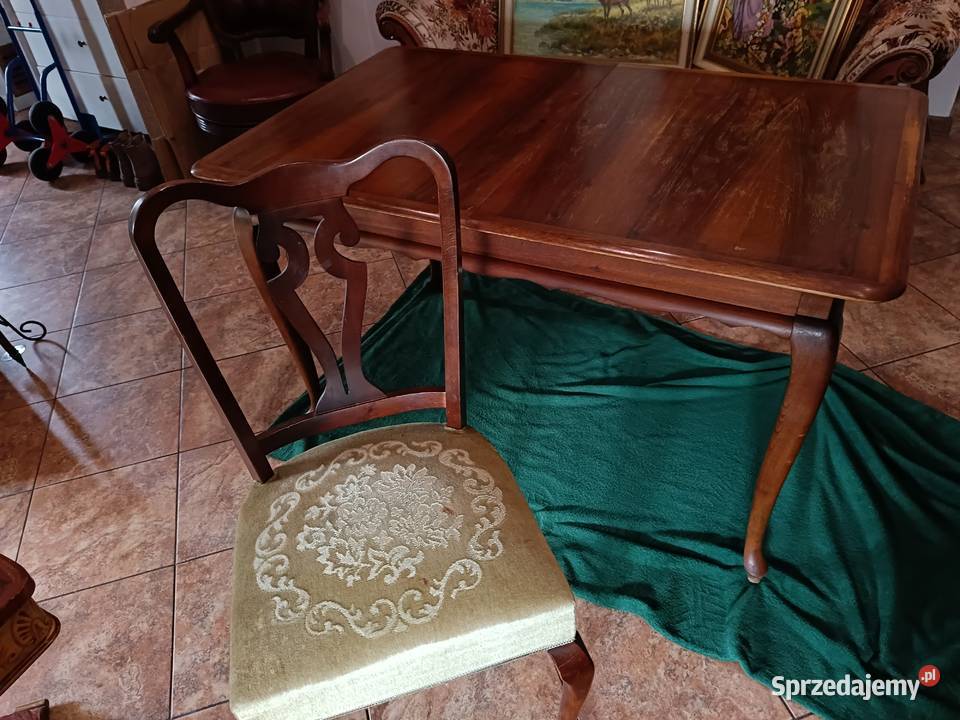 Stół ludwikowski rozkładany i 4 krzesła Lipno sprzedam
