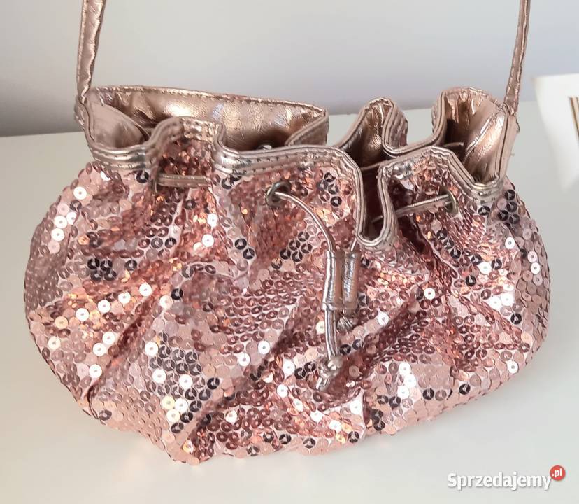 Torebka sakiewka worek damski cekiny na pasku