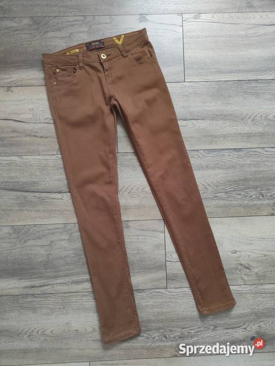 Brązowe Karmelowe spodnie skinny Internacionale Jasło