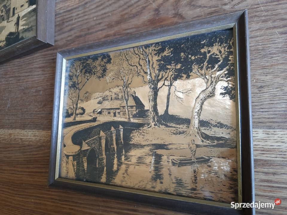 Obrazki zabytkowy wydruk na metalicznej folii Morąg