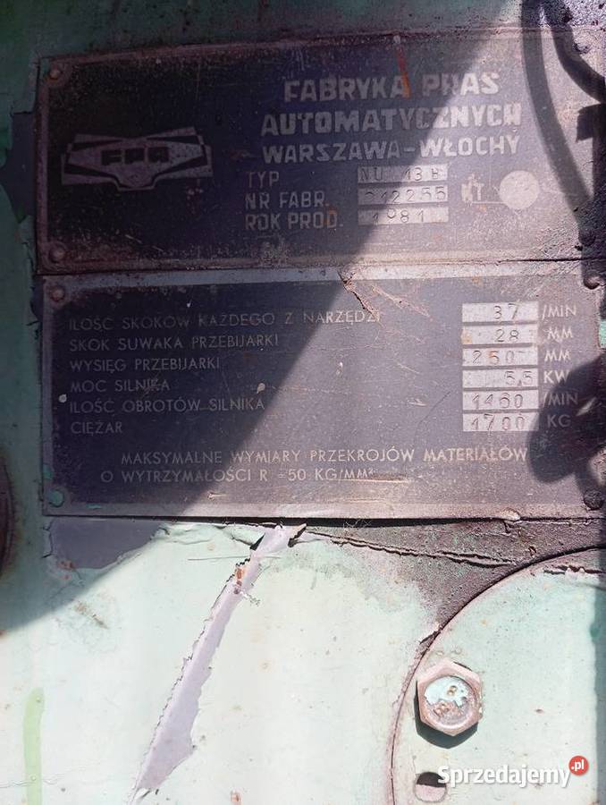 Sprzedam maszynę Brzączowice