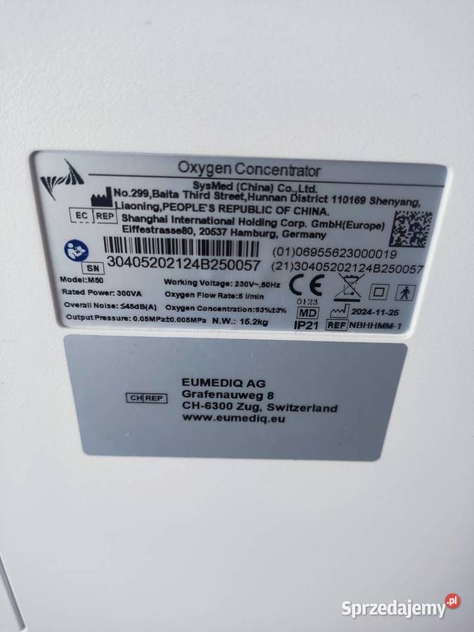 Koncentrator Tlenu GCE M50 5Lmin Mało używany Kartuzy