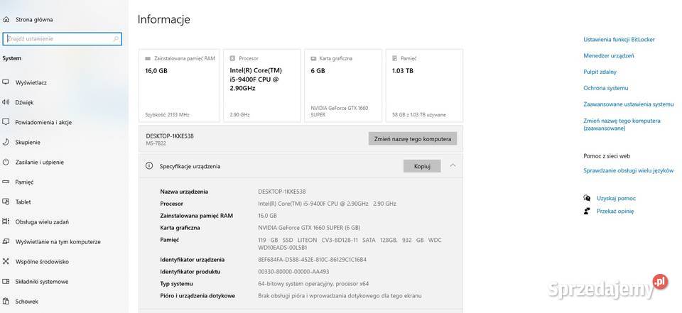 Komputer Gamingowy ARGB i5 9400f gtx 1660 6gb Kraków