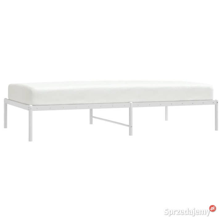 Łóżko Metalowe Białe Rama Łóżka Ze Stelażem 196cm