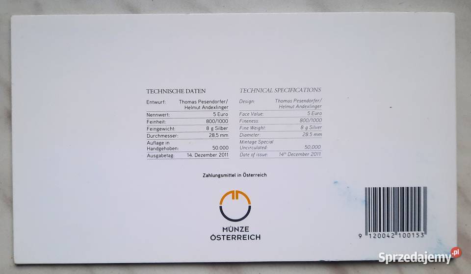 Moneta 5 Euro Austria Ag 2012 I śląskie Gliwice