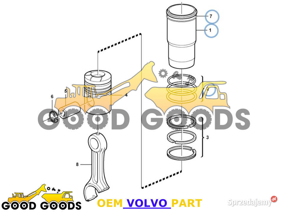VOLVO TULEJA CYLINDRA D16 D16E 20737361 22302058 Części do maszyn budowlanych Władysławów