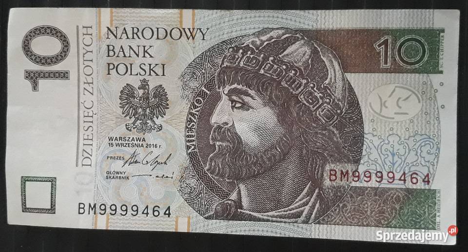 10 złotych Mieszko I 2016 r numer 9999 wielkopolskie