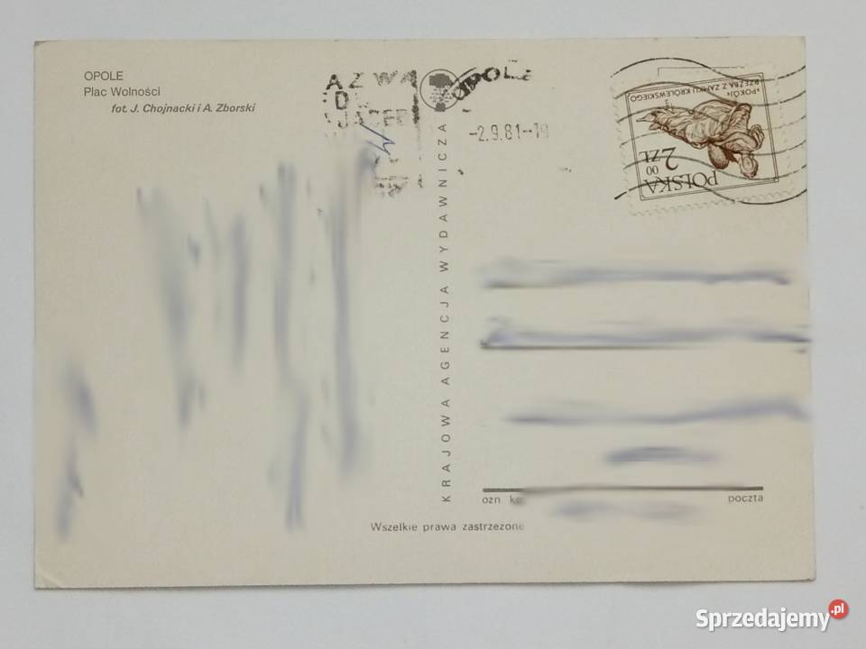 Pocztówka z Opola z 1981r Znaczek śląskie Dąbrowa Górnicza