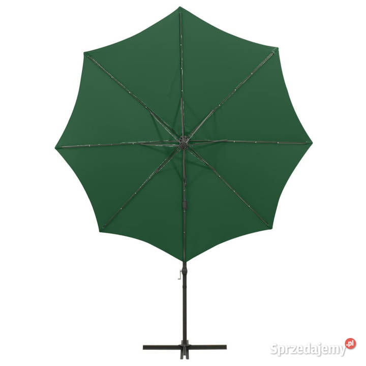 Parasol wiszący z LED i słupkiem zielony 300 Warszawa