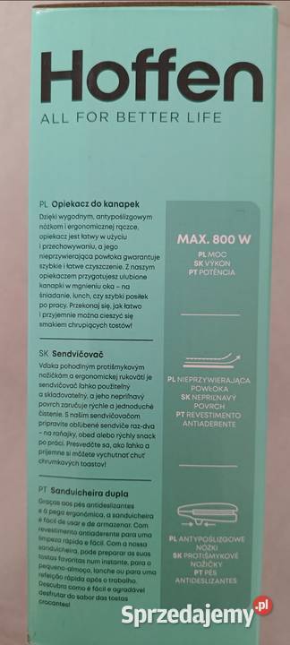 HOFFEN opiekacz do kanapek toster 800 W NOWY Ełk