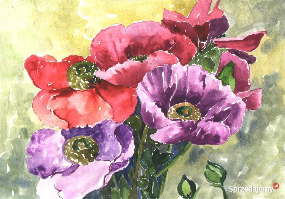 OBRAZ akwarela KWIATY