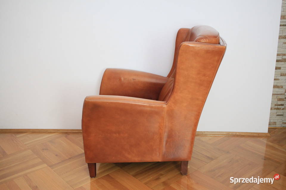 Piękny fotel klasyczny i elegancki brązowa SKÓRA Pszczyna
