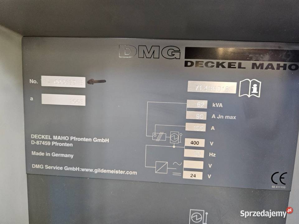 DMG DMC 100T 2003 pionowe centrum obróbcze CNC z mazowieckie Warszawa sprzedam