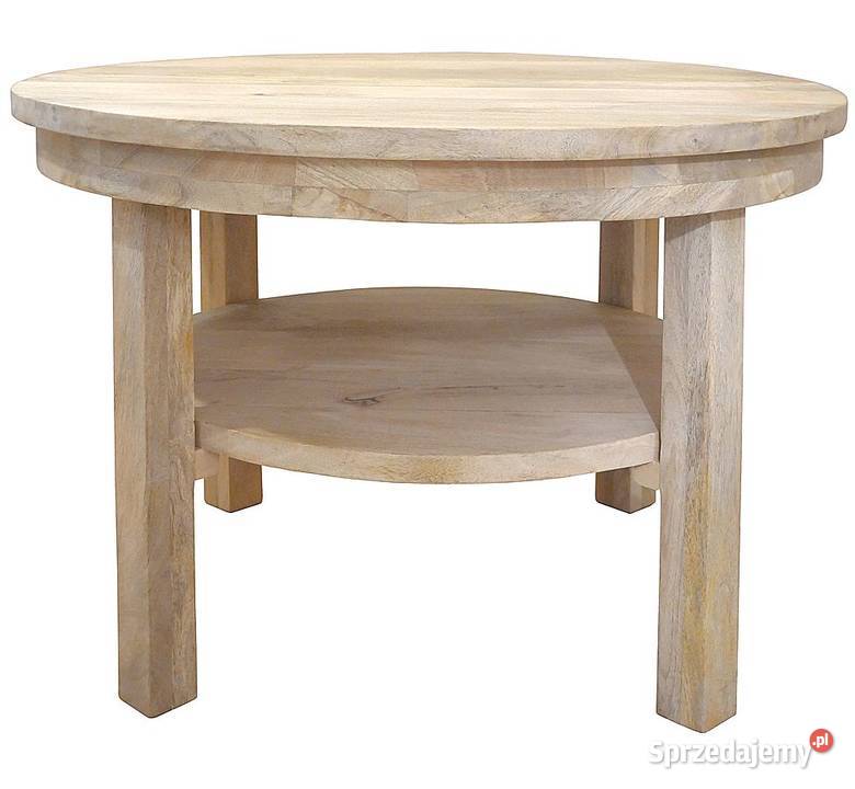 Okrągły drewniany stolik kawowy z półką 80 mango lubelskie Lublin sprzedam