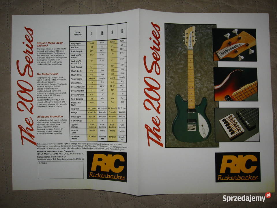 Rickenbacker Vintage Series zestaw broszur gitar Kępice