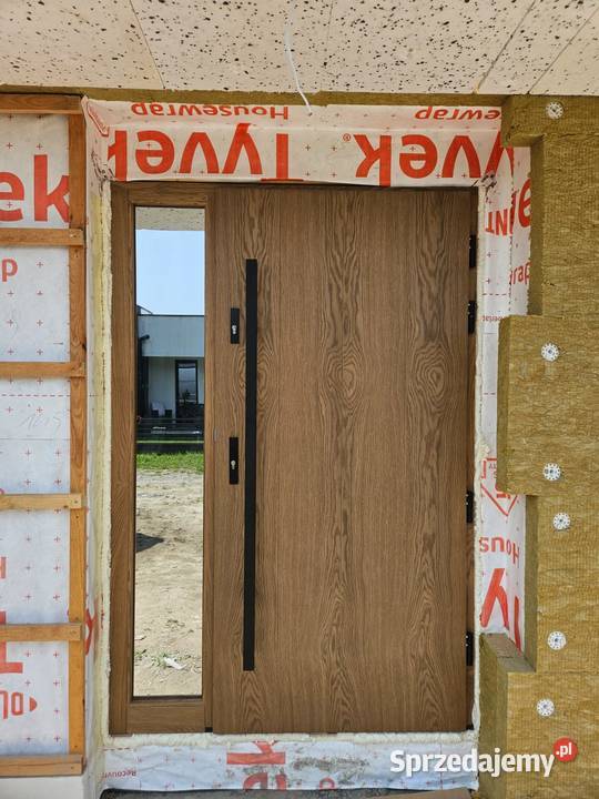 Drzwi Zewnętrzne Wejściowe Drewniane CZARNE Warszawa