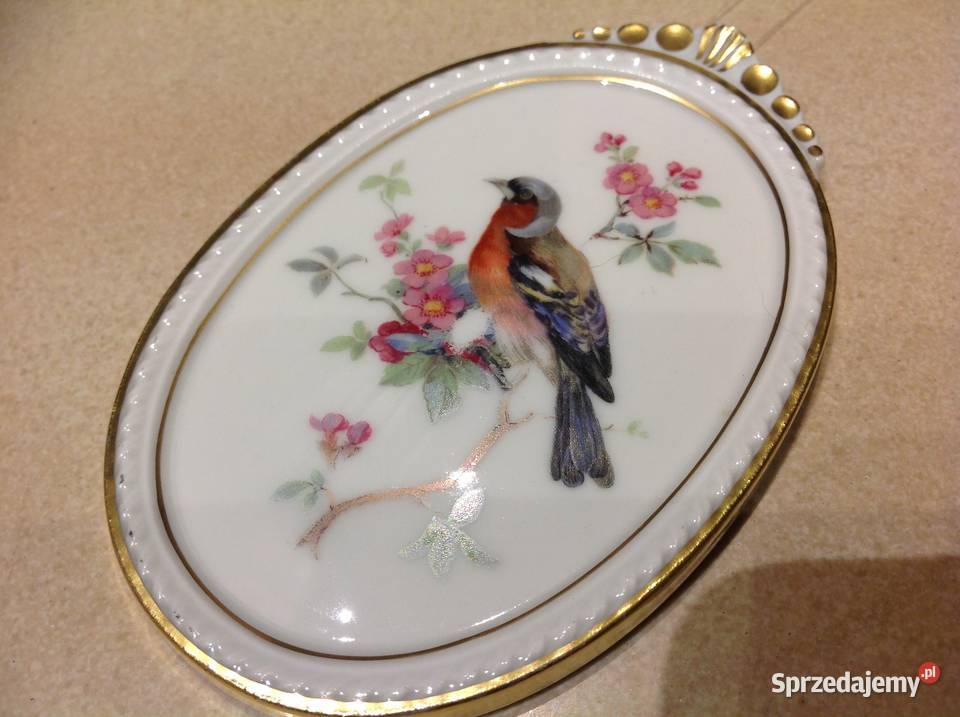 Stary Porcelanowy Obrazek KAISER WGERMANY Vógel Nowa Sól
