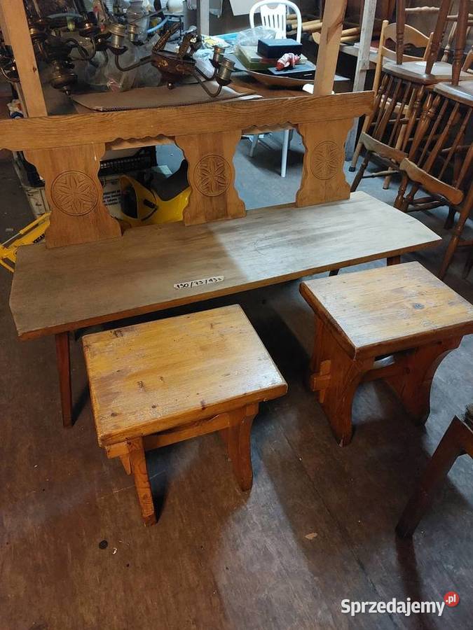 Ława dębowa z taboretami Ławy i ławki śląskie Żory