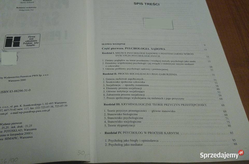 Psychologia sądowa i penitencjarna Mieczysław Gdańsk sprzedam