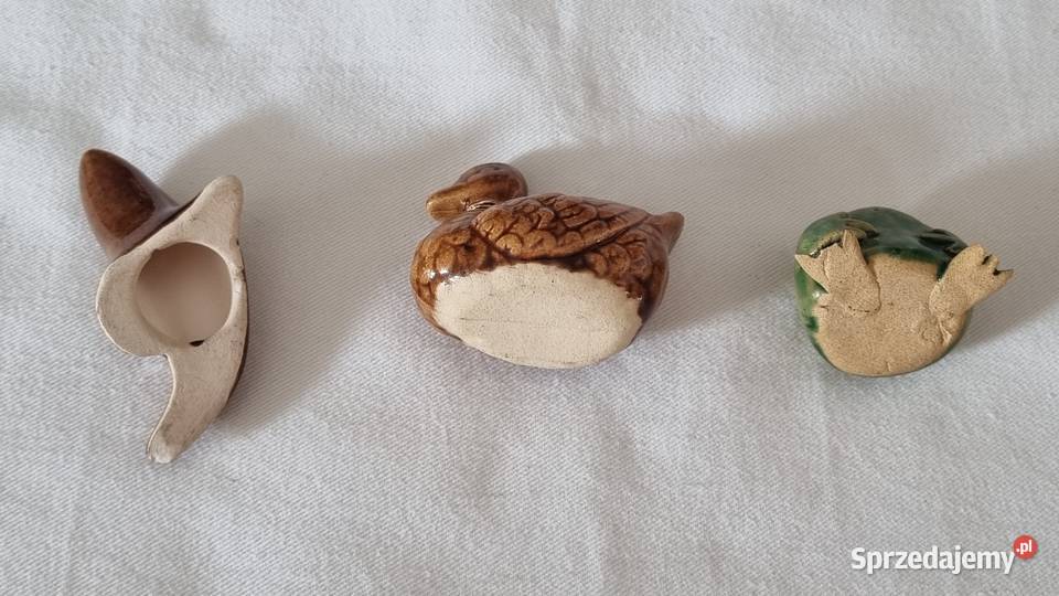 Ceramiczne figurki gęś foka żaba szkliwione Warszawa