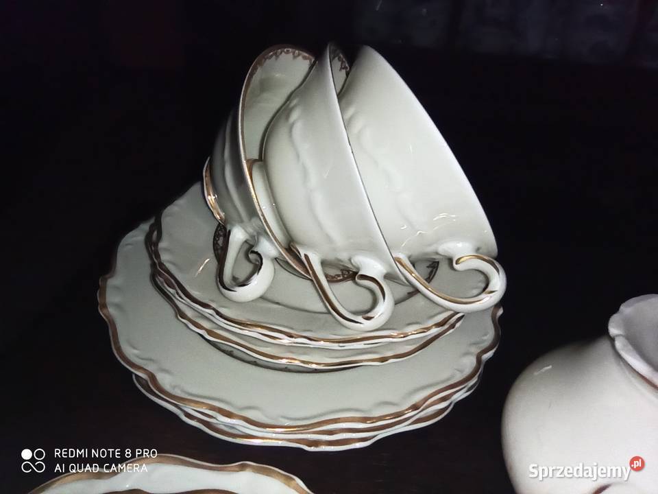 Serwis do kawy ecru ze złotem Na 12 osób pomorskie Gdańsk