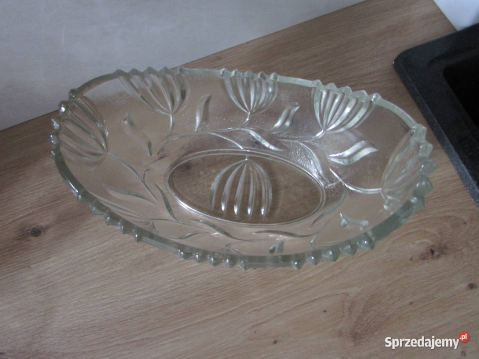miska misa szklana szkło ozdoba PRL przezroczysty małopolskie Kraków