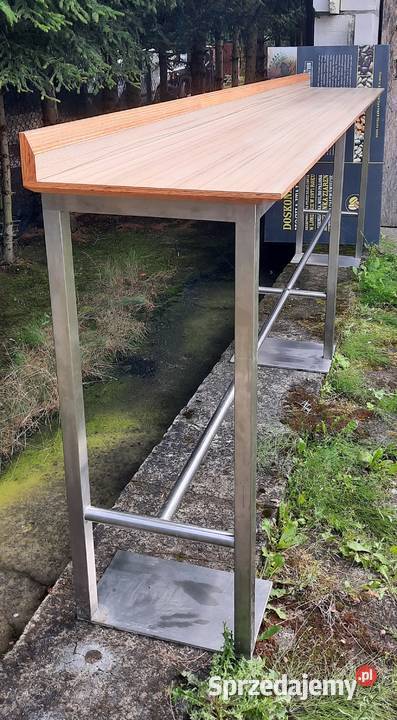 Stół barowy 35m stal nierdzewna drewno mazowieckie