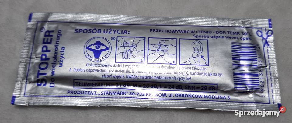 Stopper do uszu wkładki przeciwhałasowe Rozmiar Czeladź