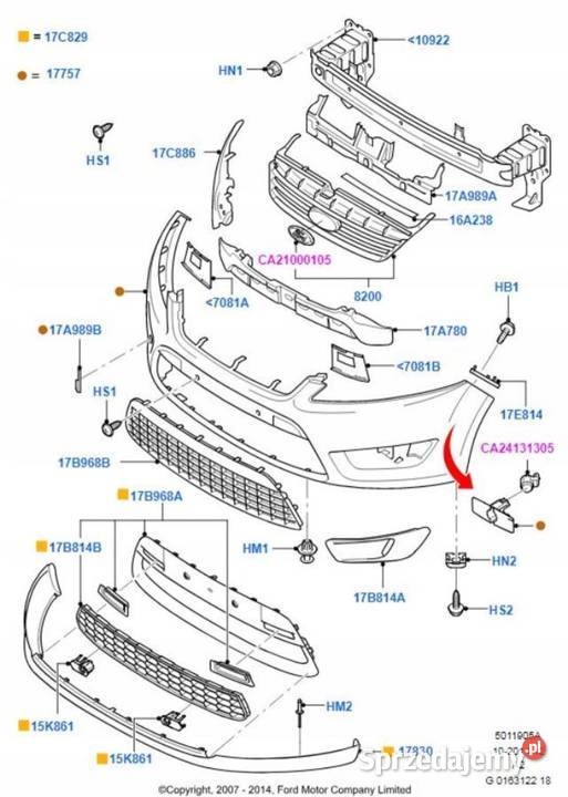 ZAŚLEPKA HAKA PRZÓD FORD MONDEO IV 20072015 NOWA osobowe