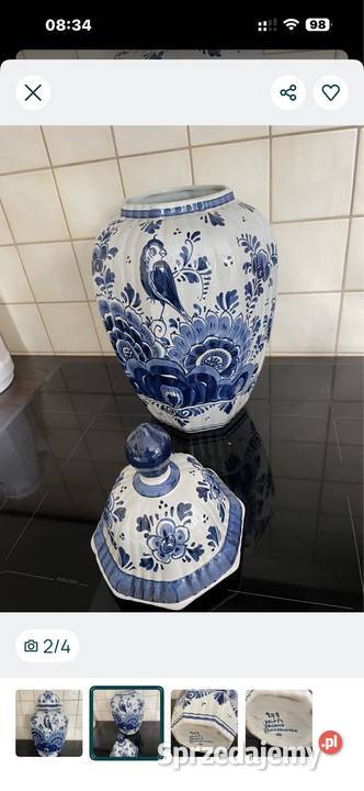 Wazon biało niebieski duży ręcznie malowany mazowieckie Konstancin-Jeziorna