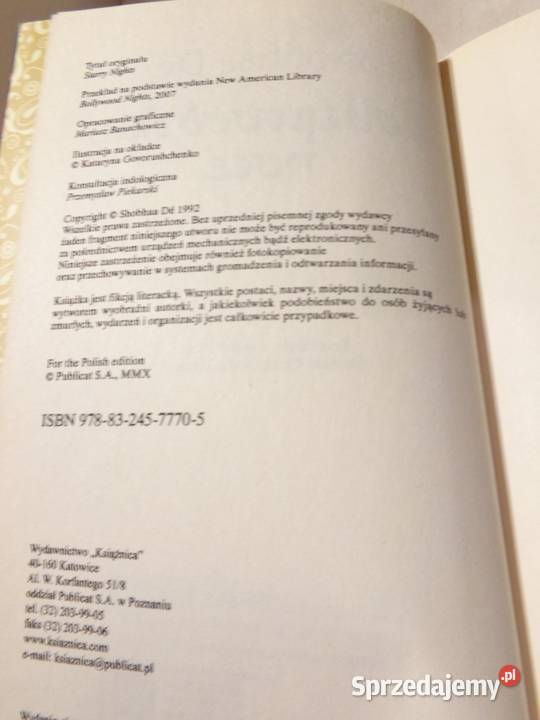 Bollywoodzkie noce Shobhaa De lubuskie Skwierzyna sprzedam