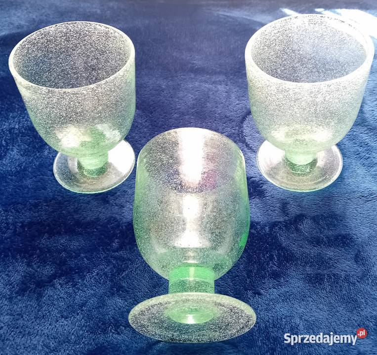 Zestaw 3 zielonych kielichów Goblet szkło mocno Koźminek