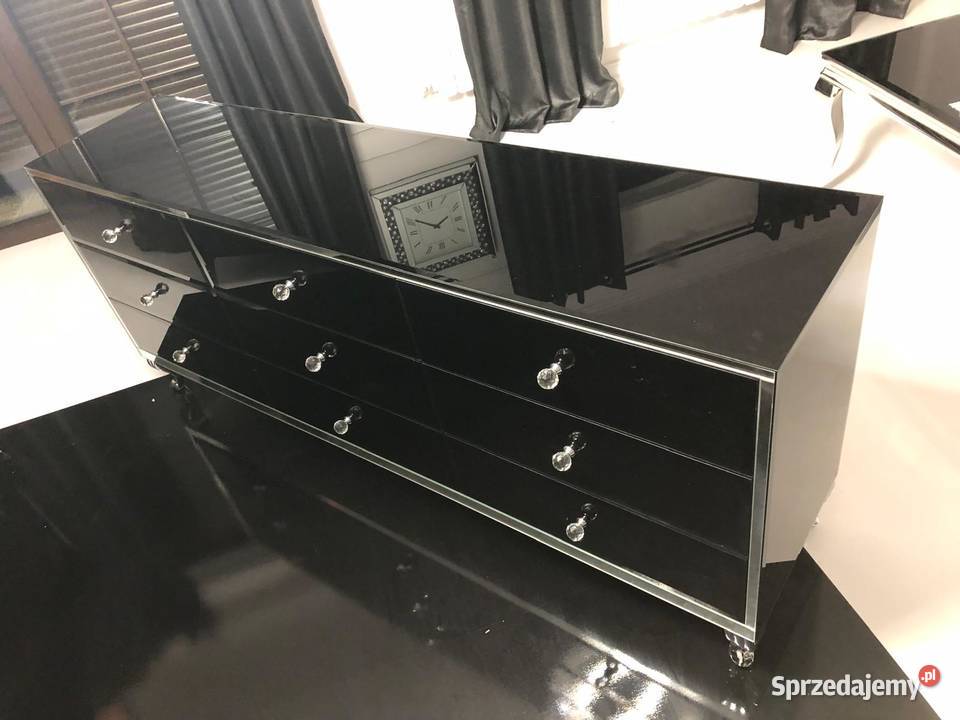 Ekskluzywna Komoda Szklana 170 Czarny Mirror wielkopolskie