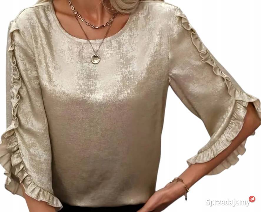 Bluzka damska elegancka satyna z falbanką biust Wieluń