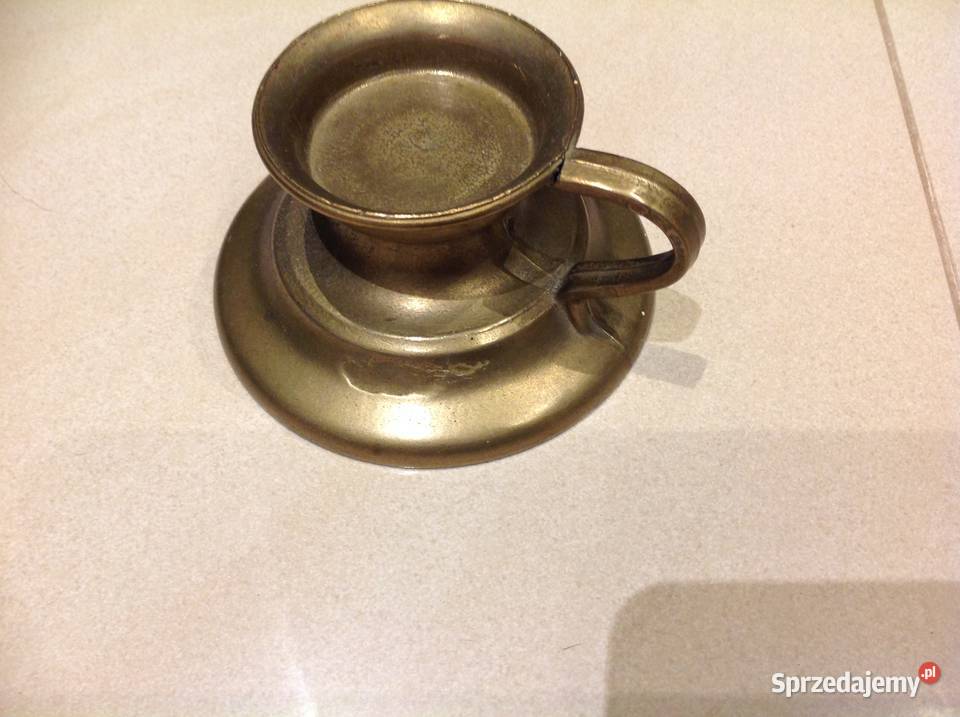 Świecznik z Uchem Kaganek Mosiężny Nowa Sól