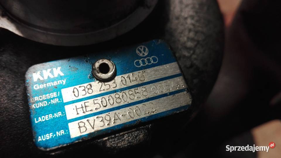 VW AUDI SKODA 19 TDI TURBOSPRĘŻARKA 038253014G turbosprężarki Kiełczyna